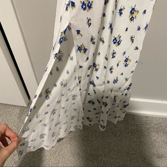 Samsøe Samsøe Dress White Blue Floral Motif Chiffon Apples Slip Maxi NWT - Picture 10 of 14
